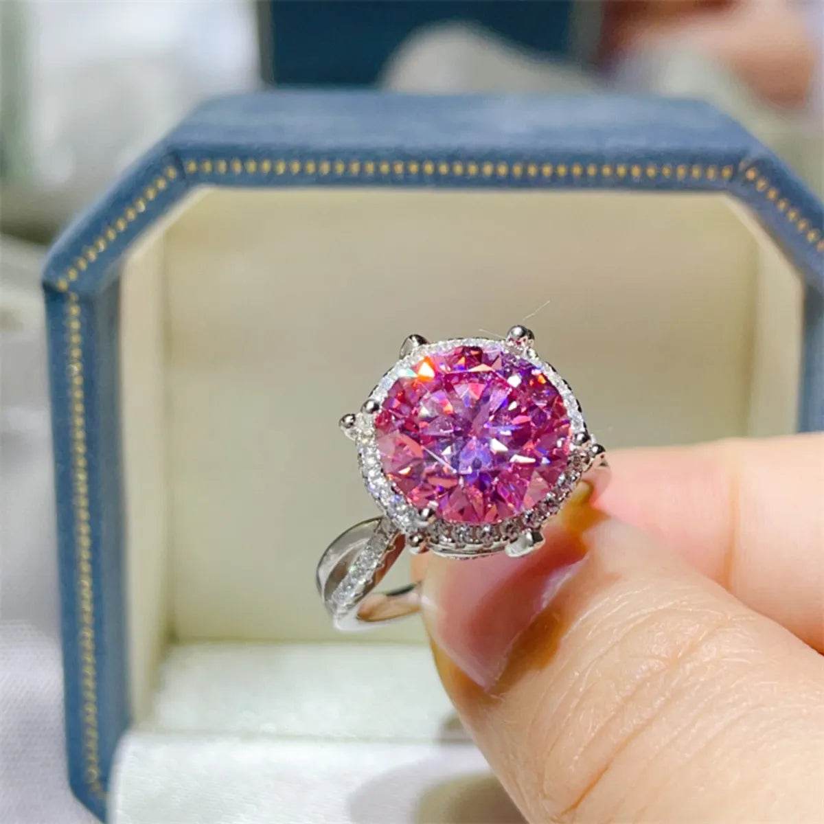 5 Carat Moissanite Halo Engagement Ring - Ultim8 Designs 4 U