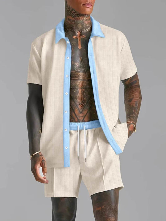 Men's Full Size Collared Neck Short Sleeve Top and Shorts Set Plus Size - Ultim8 Designs 4 U