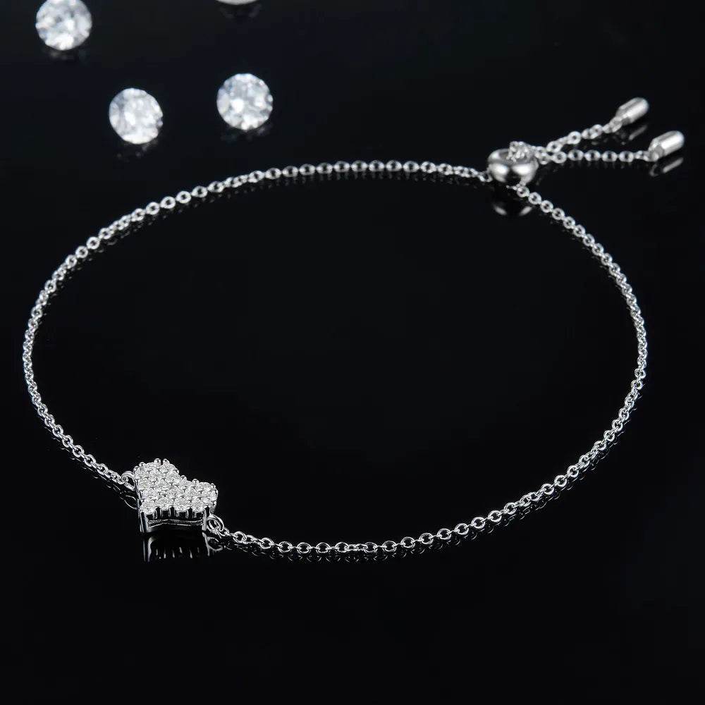 Moissanite 925 Sterling Silver Heart Bracelet - Ultim8 Designs 4 U