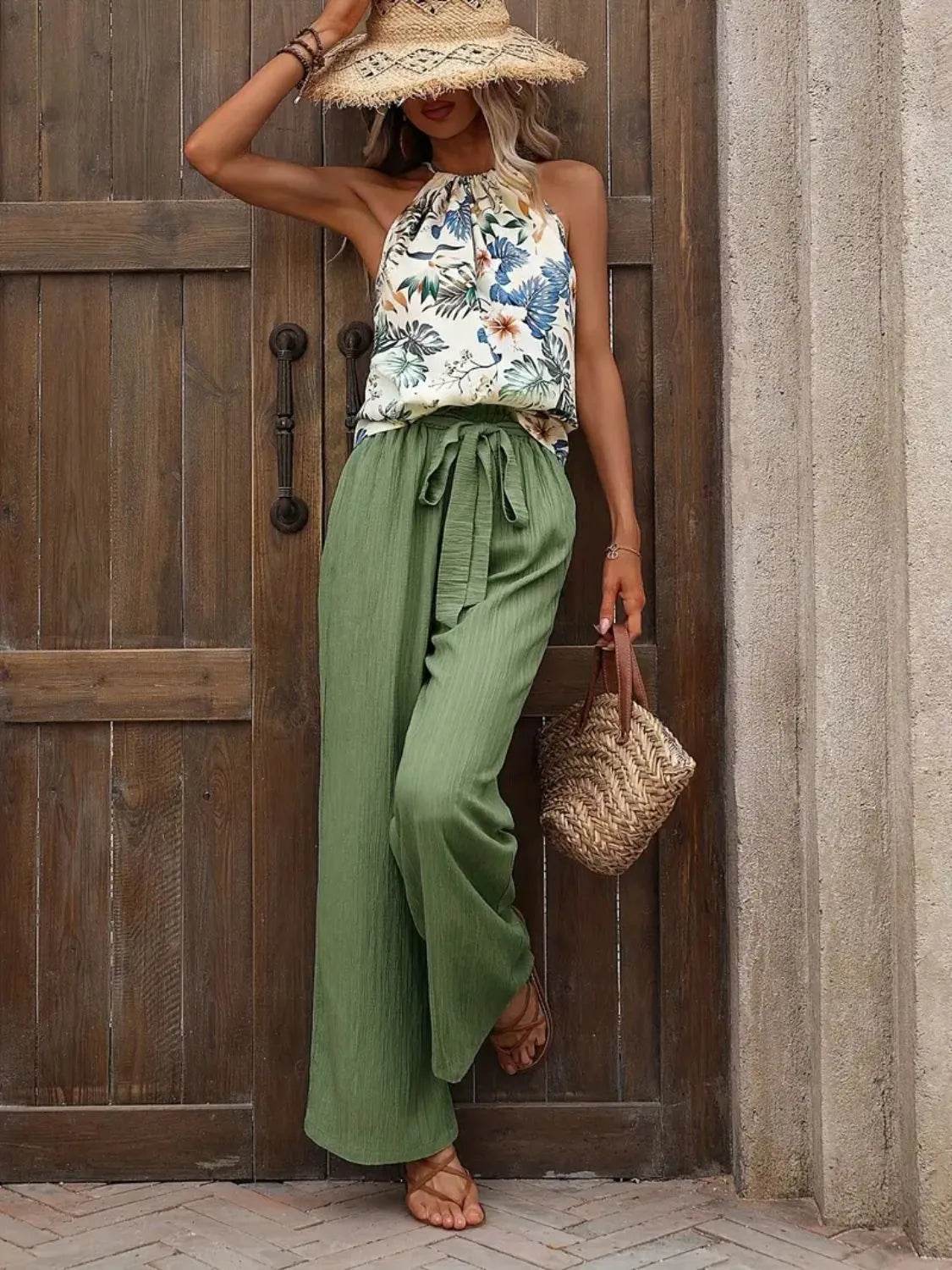Printed Tank Top and Wide Leg Pants Set - Ultim8 Designs 4 U