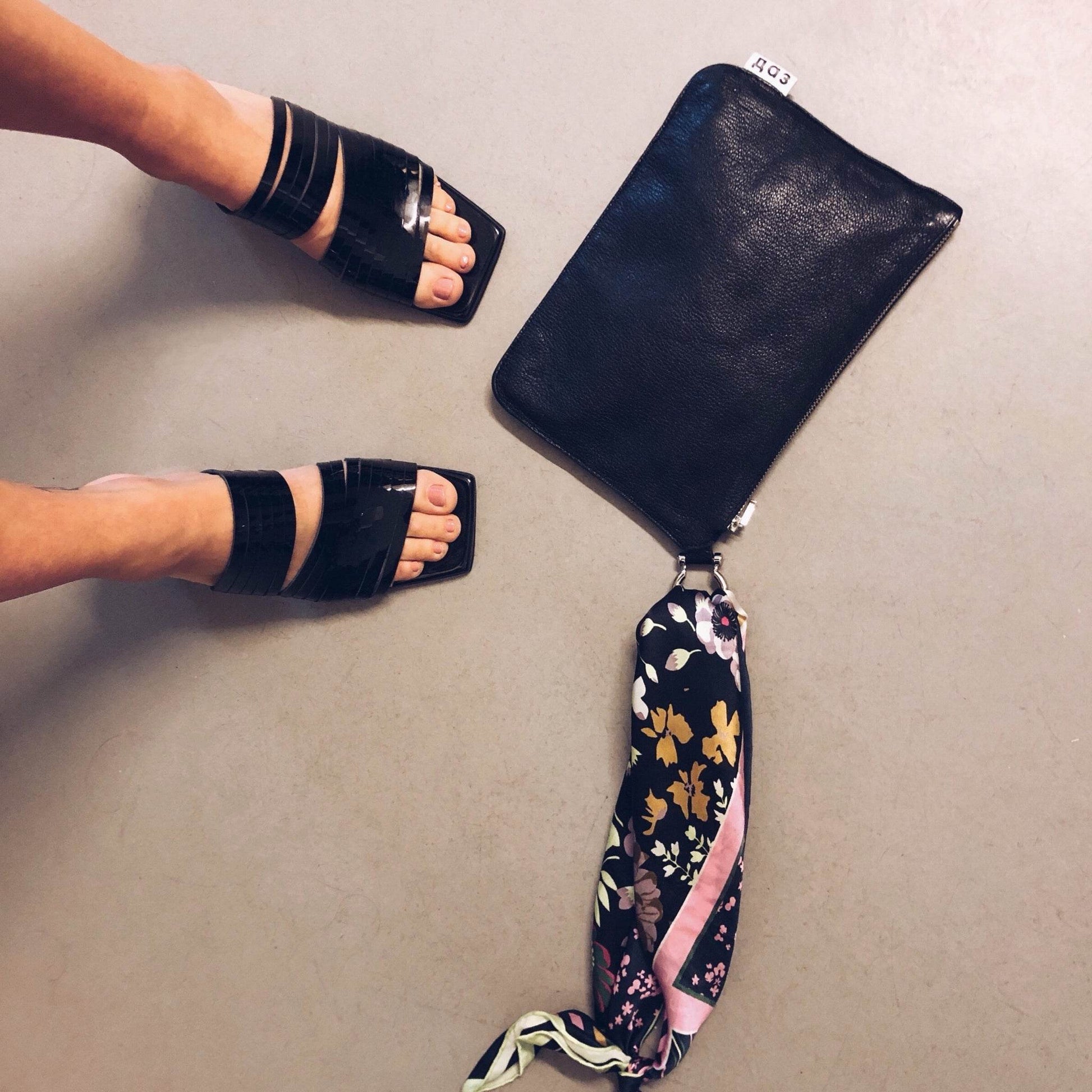 Handmade Strappy Patent Leather Sandals - Black - Ultim8 Designs 4 U