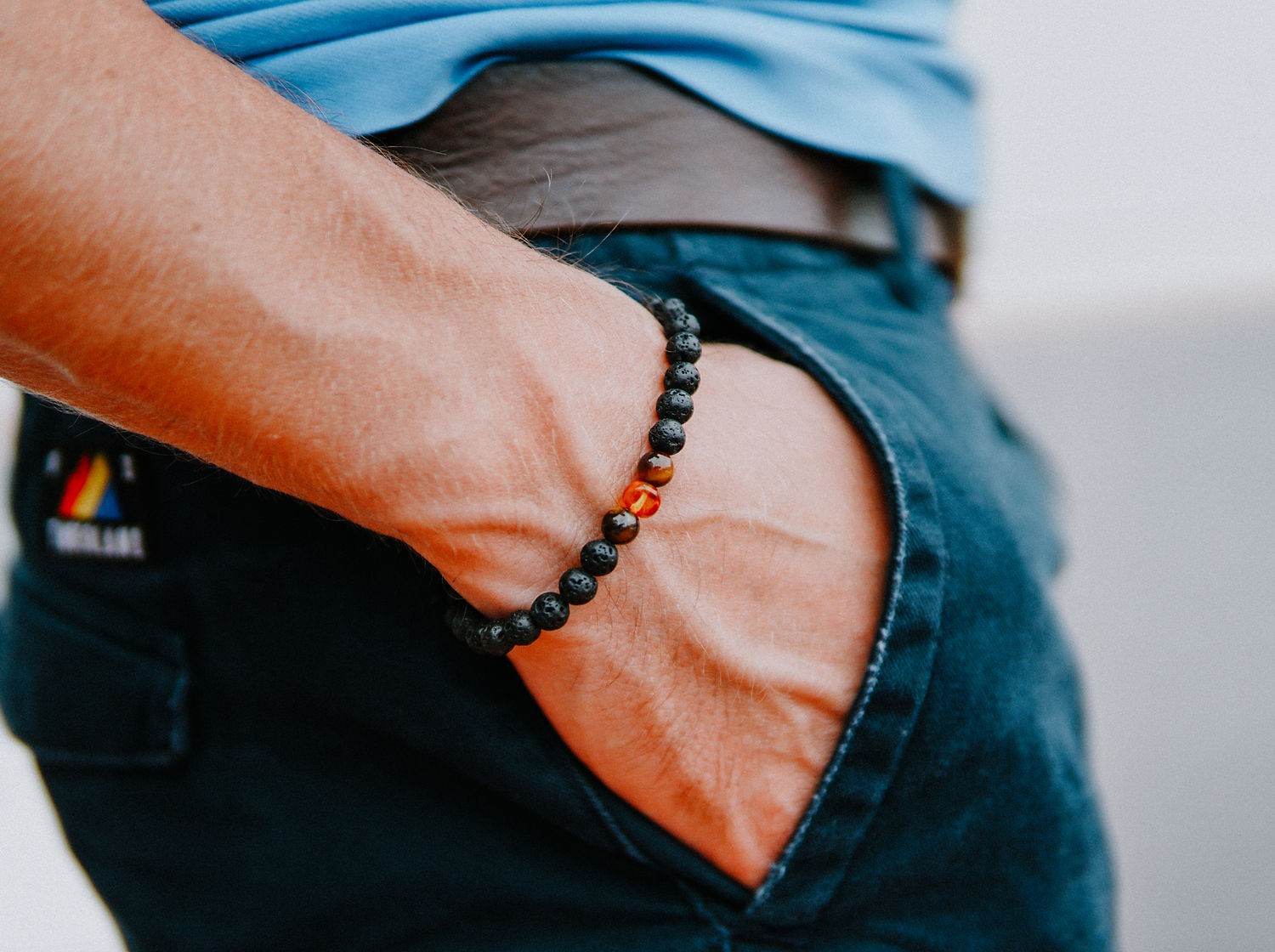 Lava Stone Bracelet with Amber and Tiger Eye - Ultim8 Designs 4 U