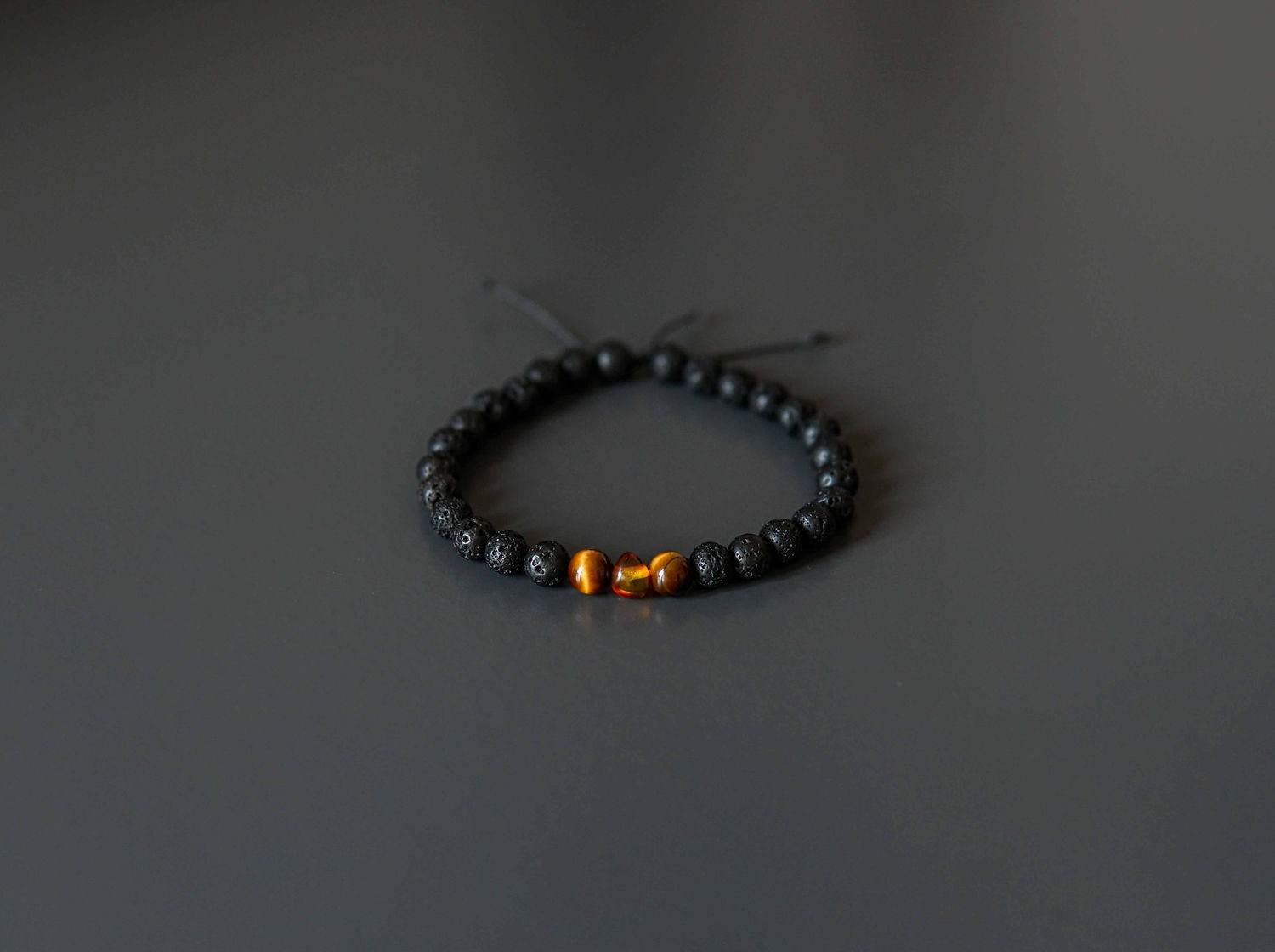 Lava Stone Bracelet with Amber and Tiger Eye - Ultim8 Designs 4 U