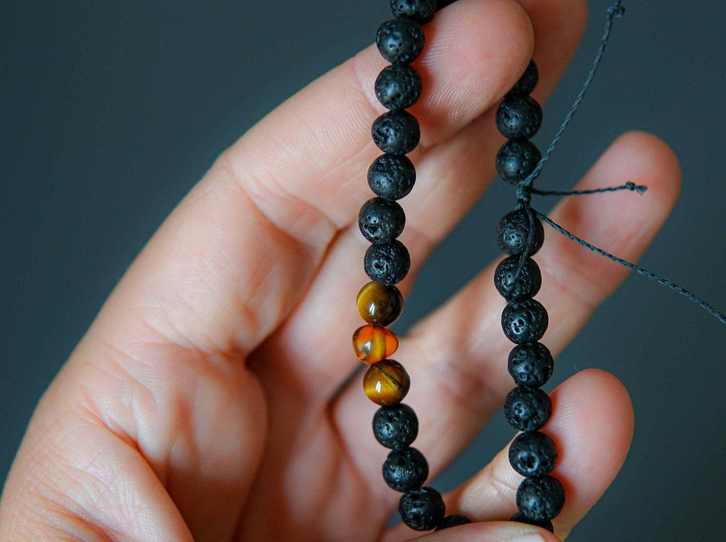 Lava Stone Bracelet with Amber and Tiger Eye - Ultim8 Designs 4 U